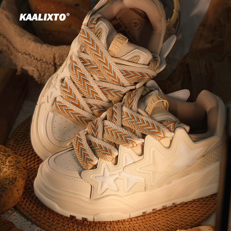 Kaalixto新品奶油面包星星鞋低帮增高情侣秋冬百搭潮流运动鞋