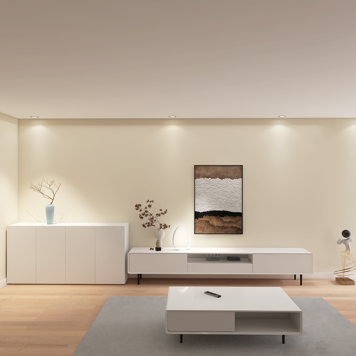 【白色】【多功能储物】【圆弧】简约现代家用客厅 电视柜茶几组合7001