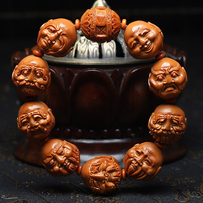 橄榄核手串20大籽双面罗汉精品核雕文玩手把件手工雕刻手链男女款