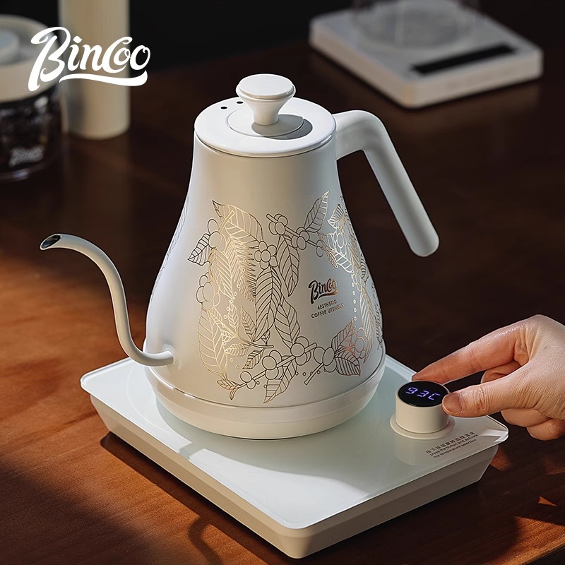 bincoo手冲咖啡壶家用智能温控壶恒温电热烧水不锈钢细嘴手冲壶1L