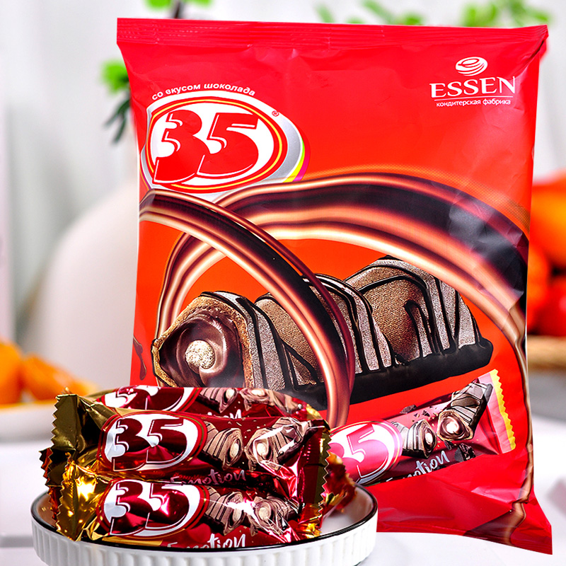 【卢小开】俄罗斯原装进口夹心巧克力威化饼干402g