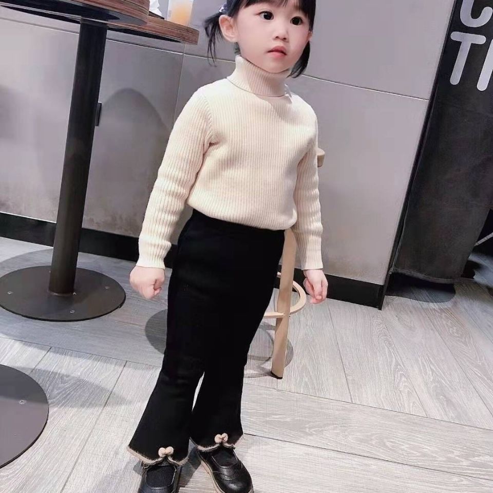 2023年女童喇叭裤小女孩新款时髦长裤0-7岁儿童修身裤子加绒秋冬