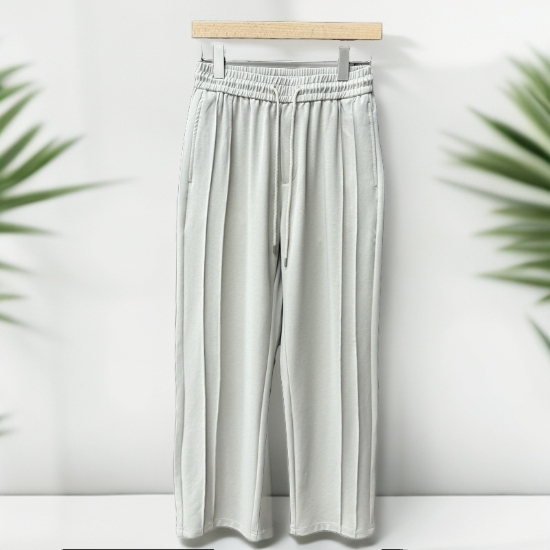 春秋季新款男士时尚百搭纯色简约直筒抽绳休闲款裤子86029