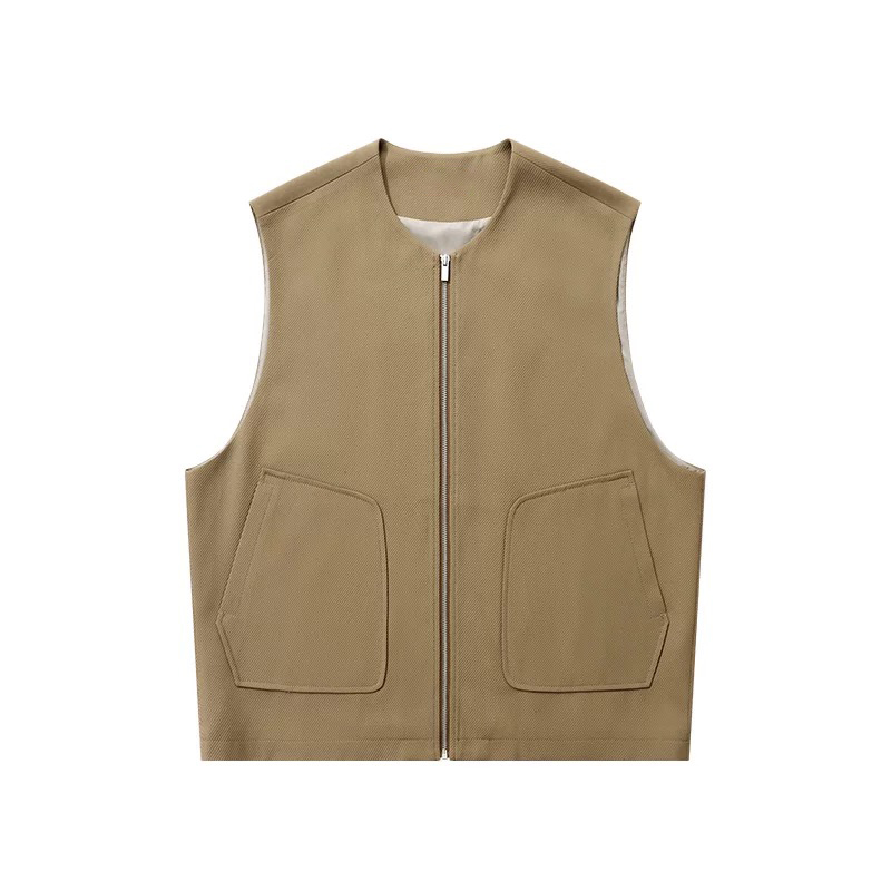 肌理感穿搭马甲外搭春秋新款男士百搭时尚拉链款上衣23011