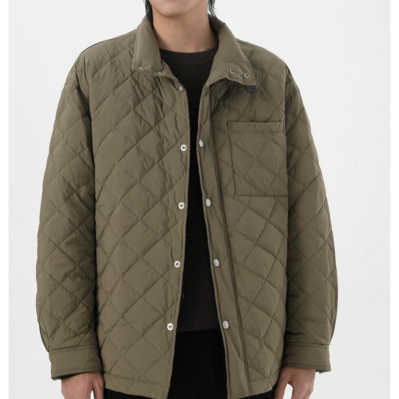 男士羽绒服轻薄款休闲百搭菱格宽松立领保暖冬季短款外套4901