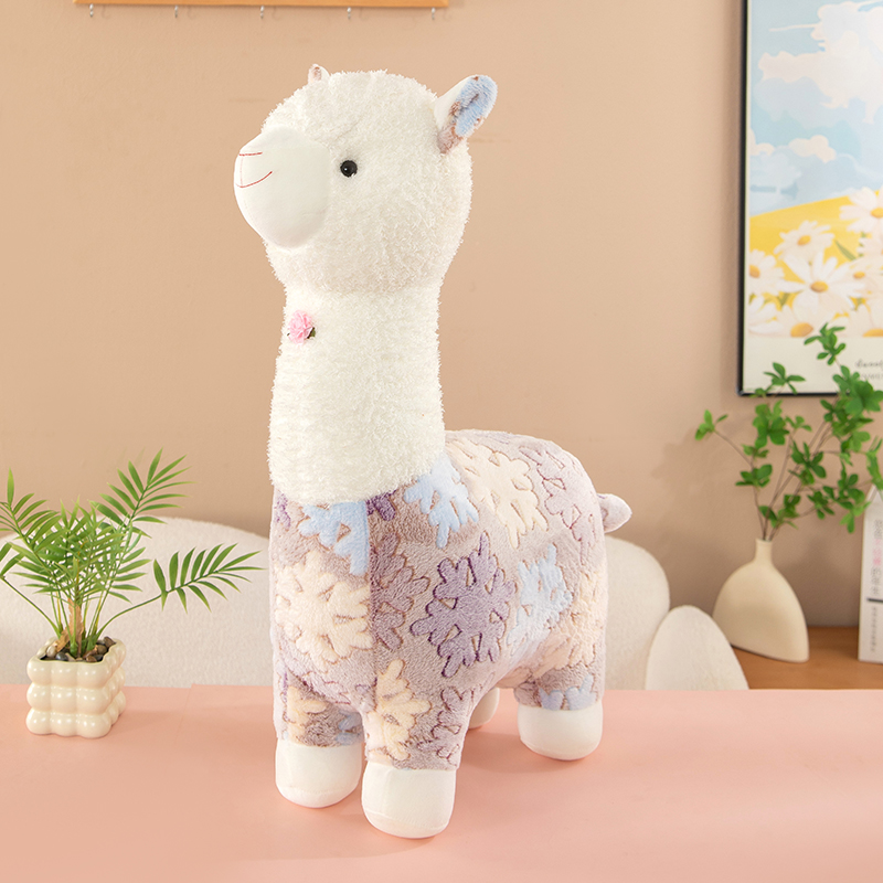 约50厘米网红雪花羊驼小公仔玩偶毛绒玩具送人礼物可爱柔软呆萌