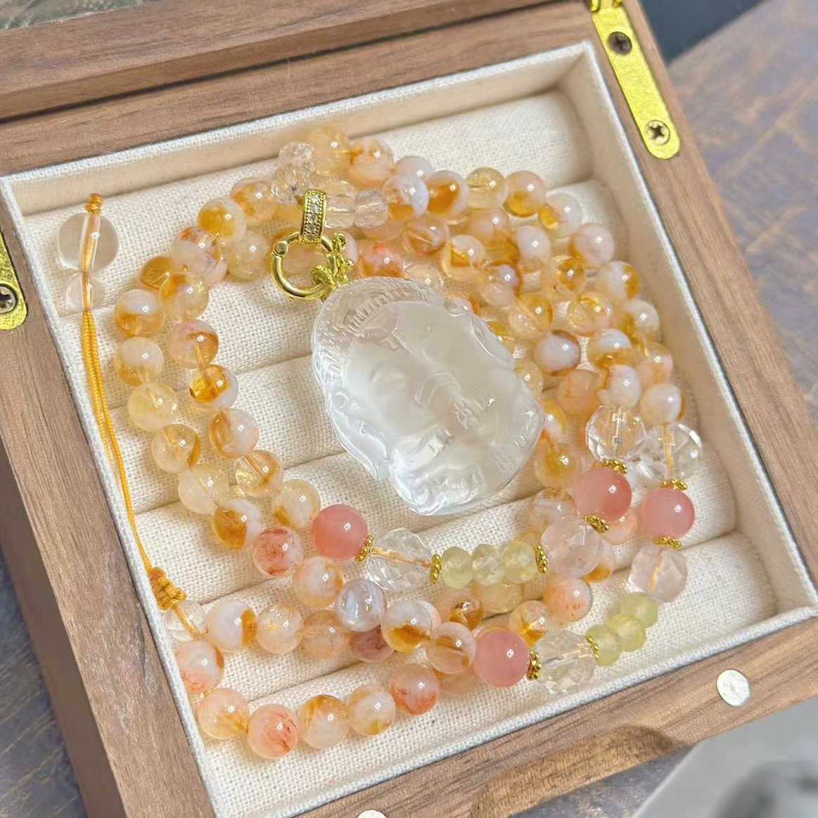 【象神】万小满 象神 小佛陀 白水晶精美雕刻件吊坠