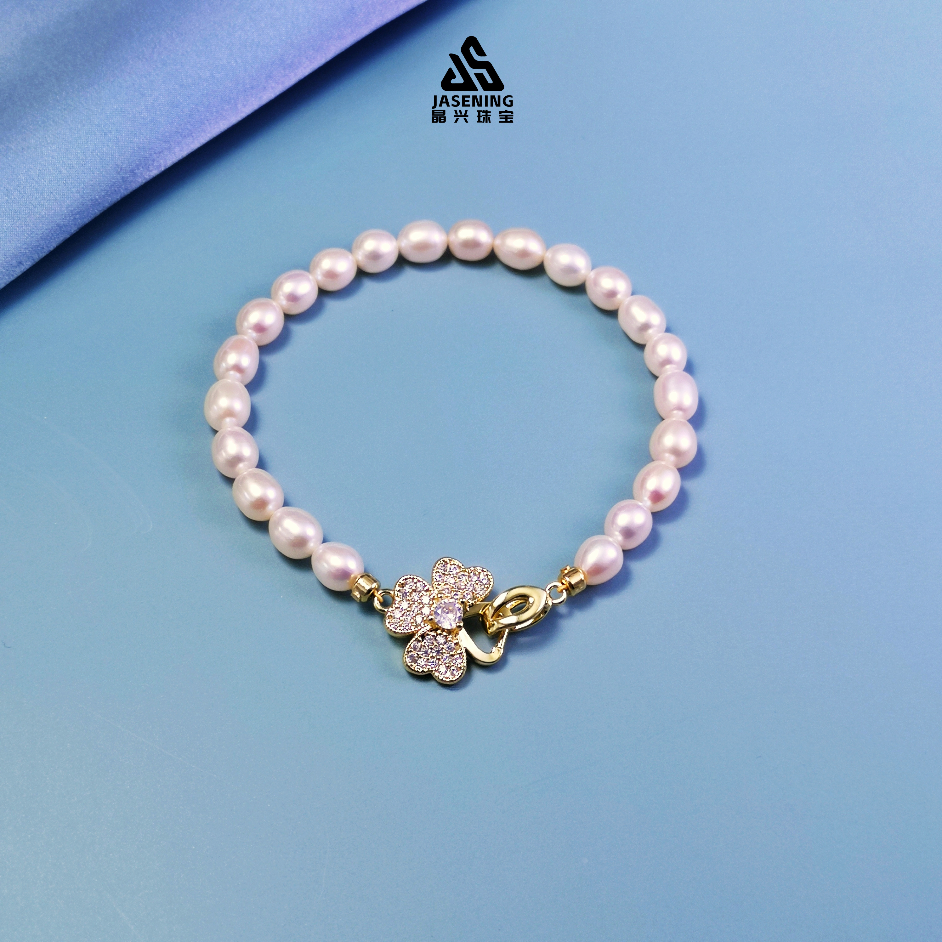 JASENING/晶兴珠宝 真珍珠手串天然纯珍珠手串 真品高端珍珠手链