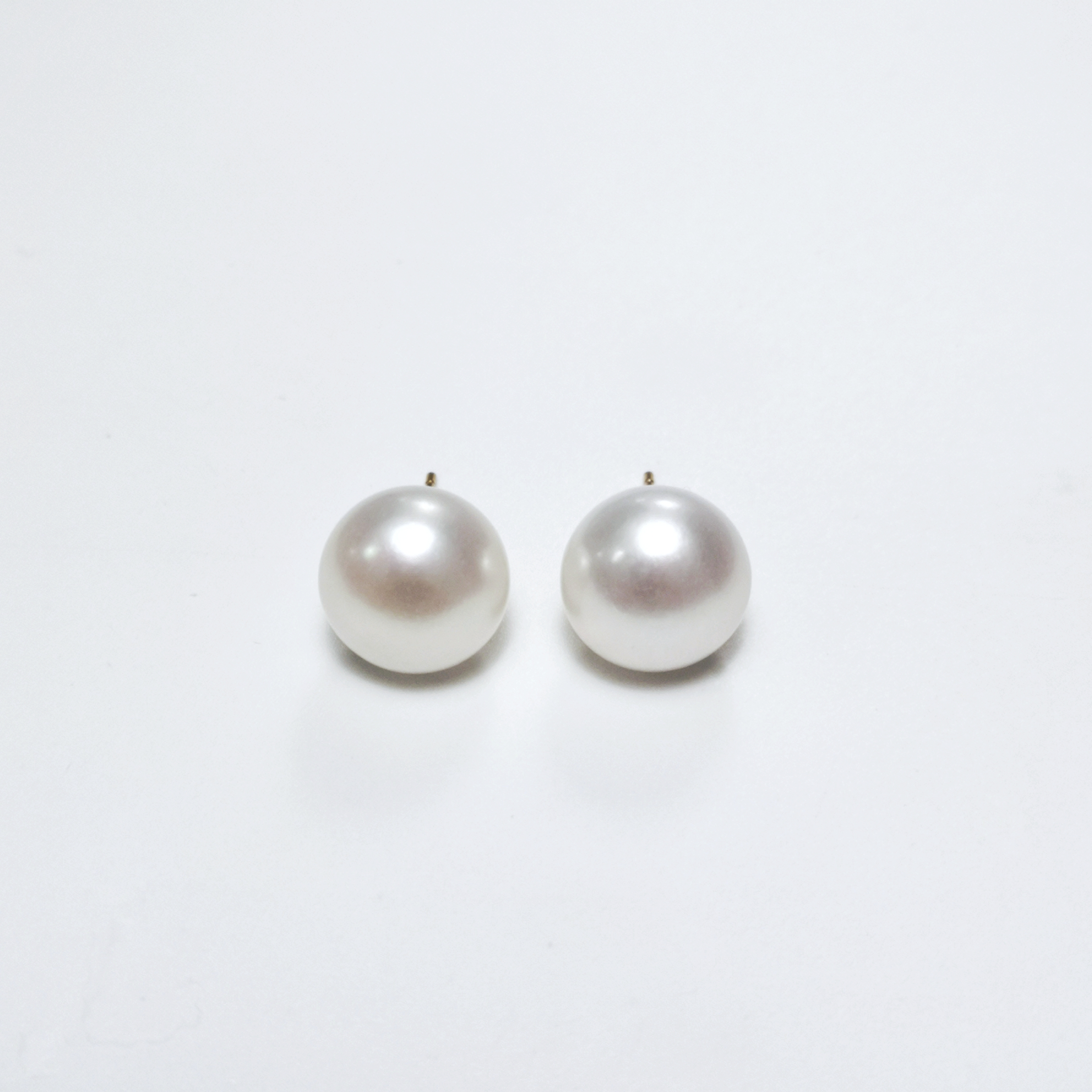 JASENING/晶兴珠宝白珍珠耳钉11-12mm爆大点位 珍珠耳钉 大气场