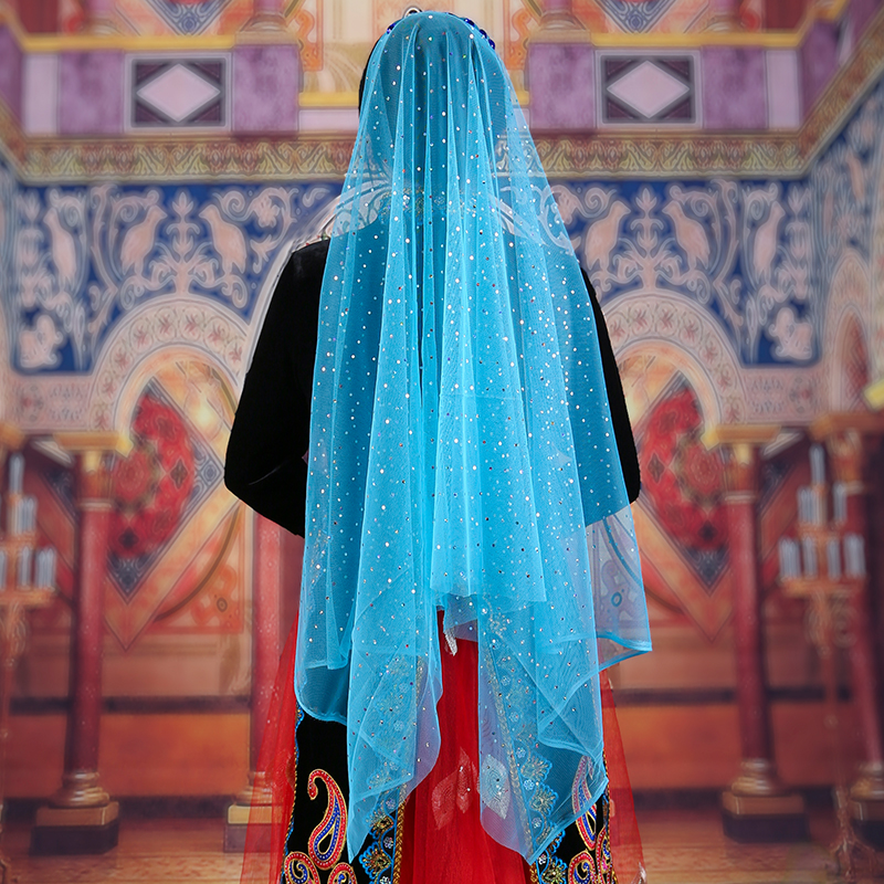 天翼美印度舞民族舞气质百搭欧根纱飘逸加大加宽百变发卡头纱