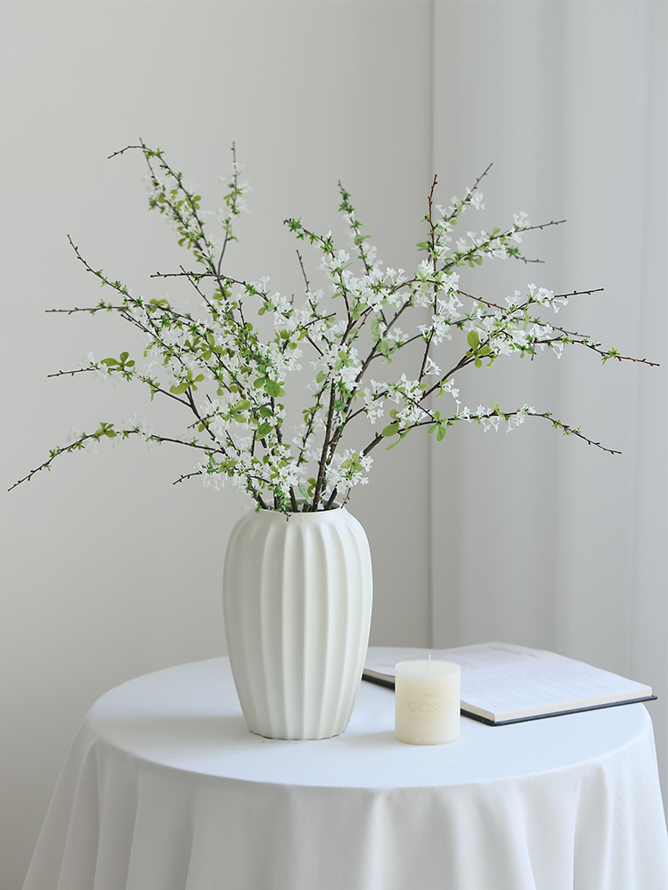 仿真花客厅摆件北欧雪柳枝高级感绿植假花摆件家居客厅餐桌电视柜