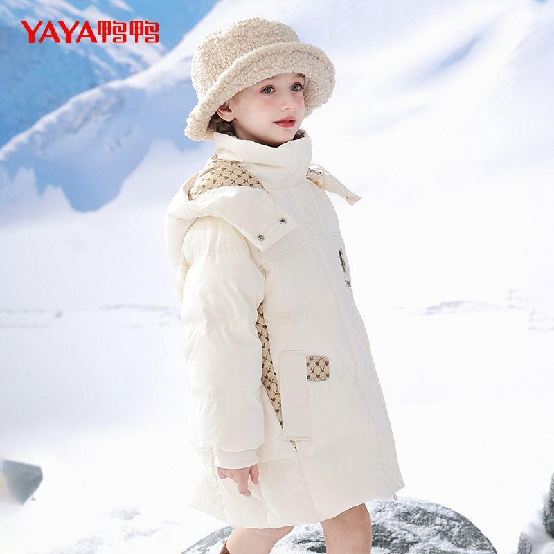YAYA/鸭鸭童装儿童羽绒服中长款女中大童秋冬季外套YE3B807623T