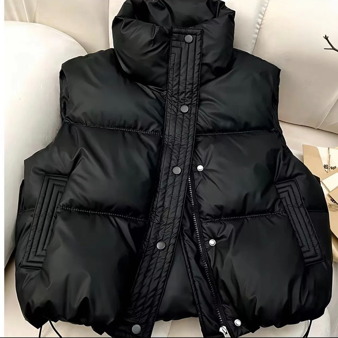 2025新款潮牌软皮免洗马甲小个子时尚显瘦防风马甲秋冬款棉衣马夹