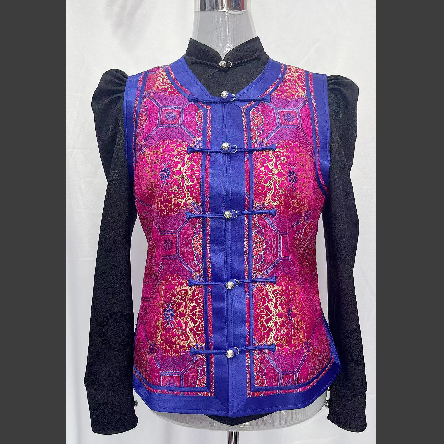 新款无领对襟马甲  民族风  日常