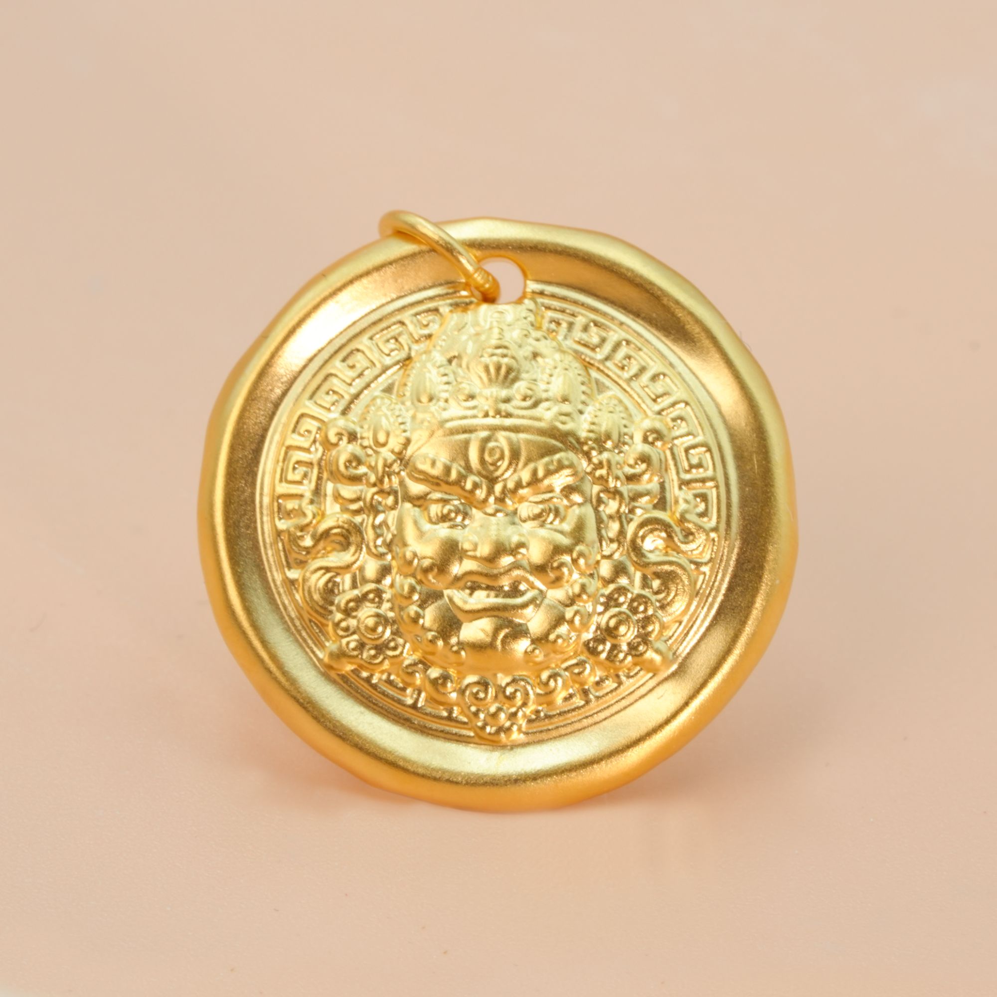 金美福足金999黄财神吊坠5D古法工艺招财纳福项链吊坠