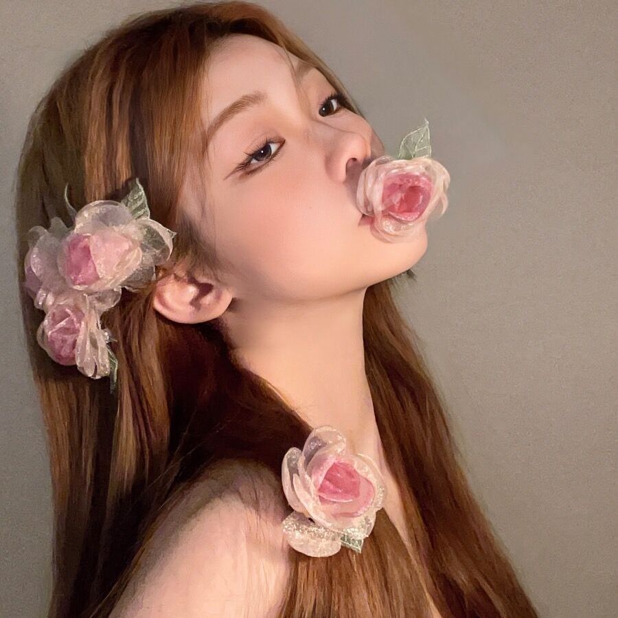 玫瑰花发夹女花朵发饰仙女森系超仙侧边夹发卡新年海边头饰小女孩