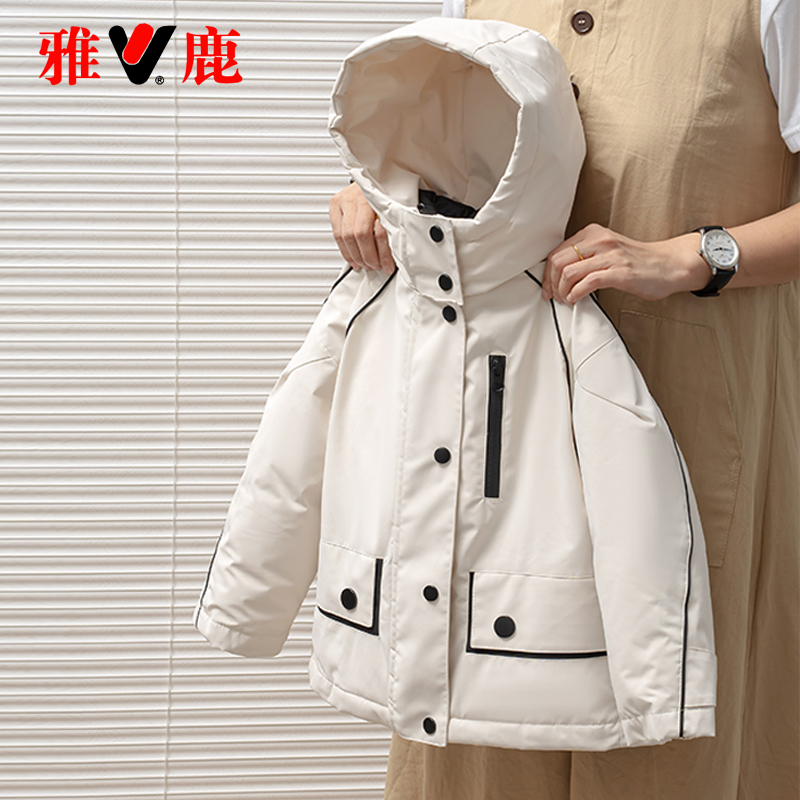 雅鹿儿童加厚羽绒服冲锋衣痞帅男童女童2025新款冬季户外大童外套