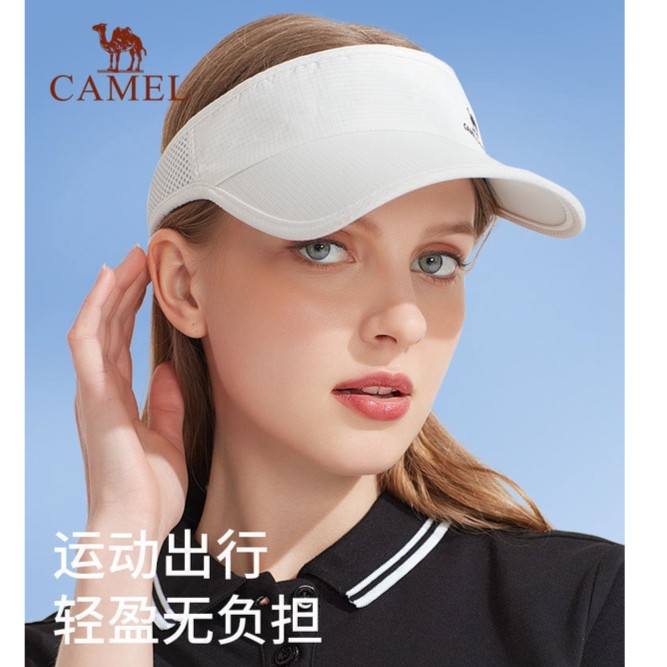 骆驼空顶遮阳帽女防晒防紫外线夏运动鸭舌太阳帽速干跑步网球帽