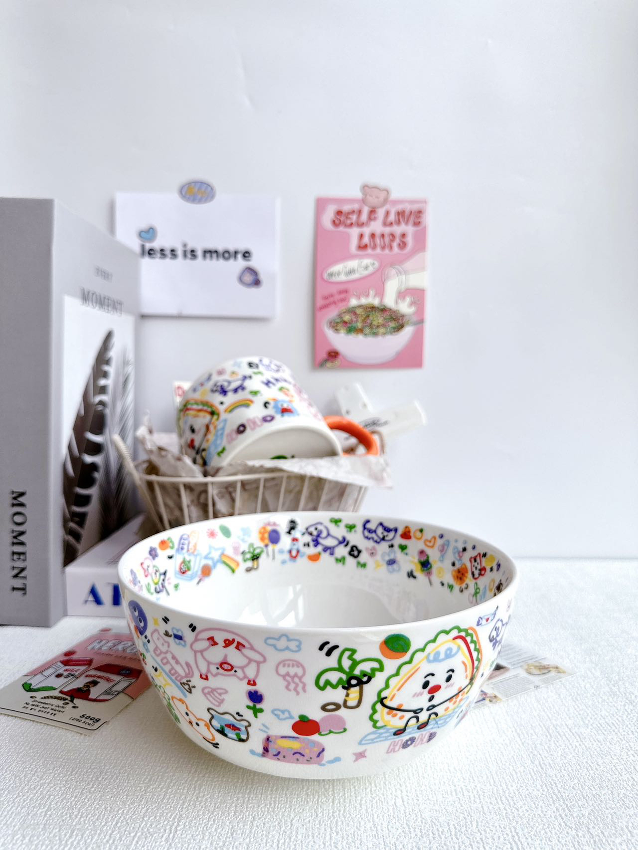 涂鸦七英寸汤碗大碗大号装汤螺蛳粉碗卡通萌趣陶瓷餐具碗