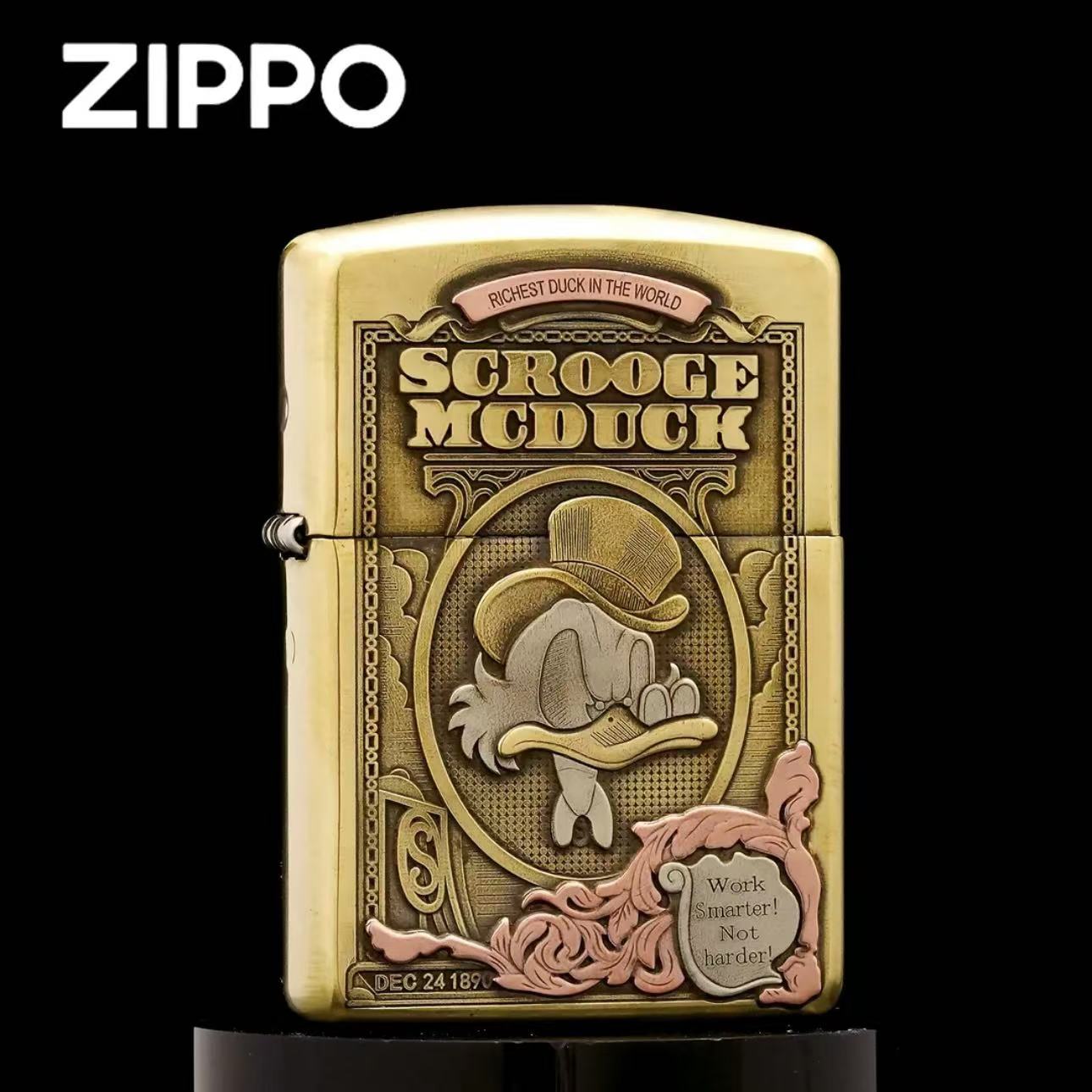 ZIPPO/之宝【唐老鸭】史高治暴富鸭 黄铜盔甲 防风打火机DYX1H1F1
