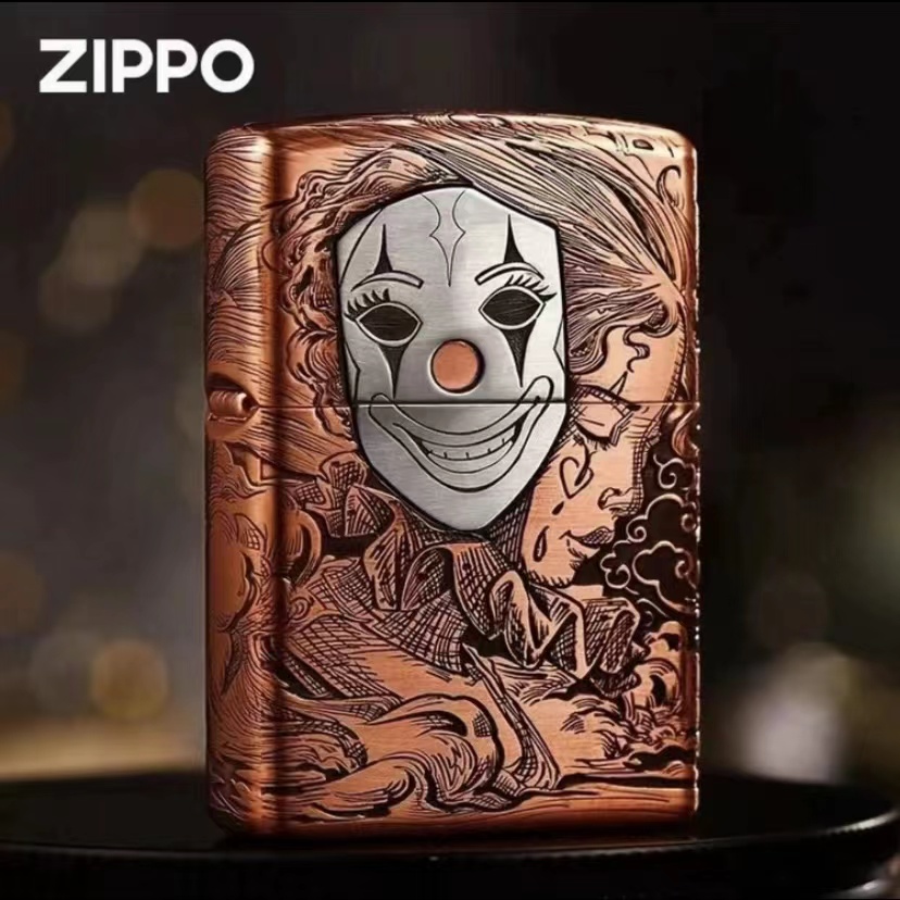 ZIPPO/之宝【紫铜假面人生】套壳纯紫铜镶嵌面具 防风打火机DYX1H1