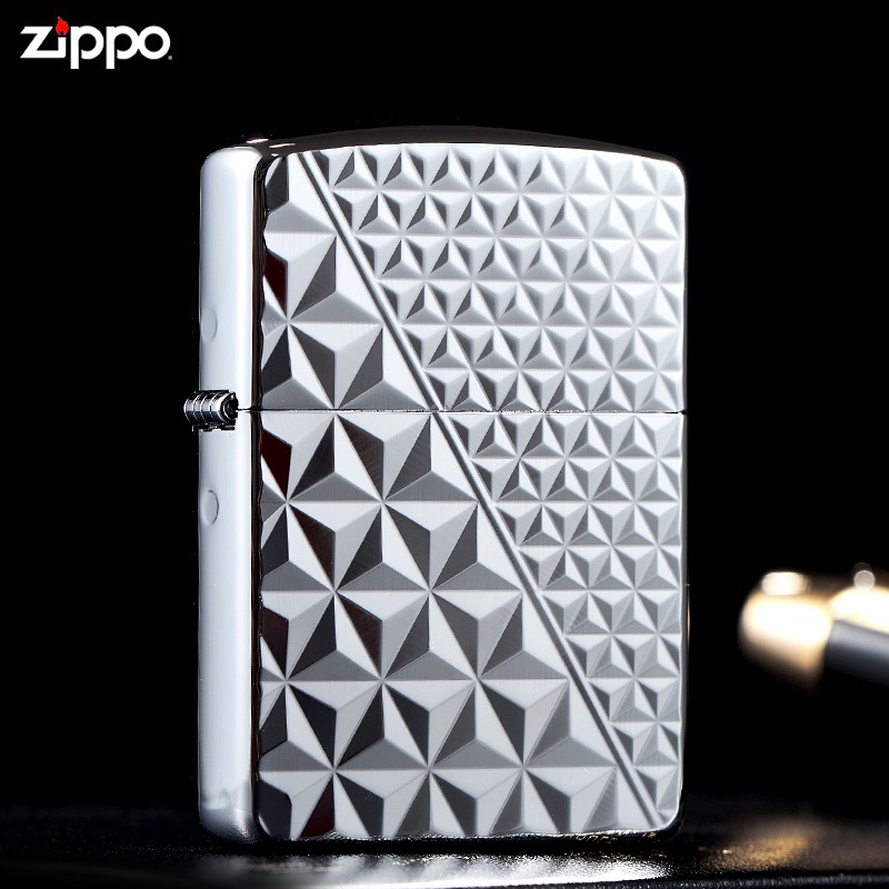 ZIPPO/之宝【万菱镜】菱形方格钻石切割盔甲机银色防风打火机 DYX1