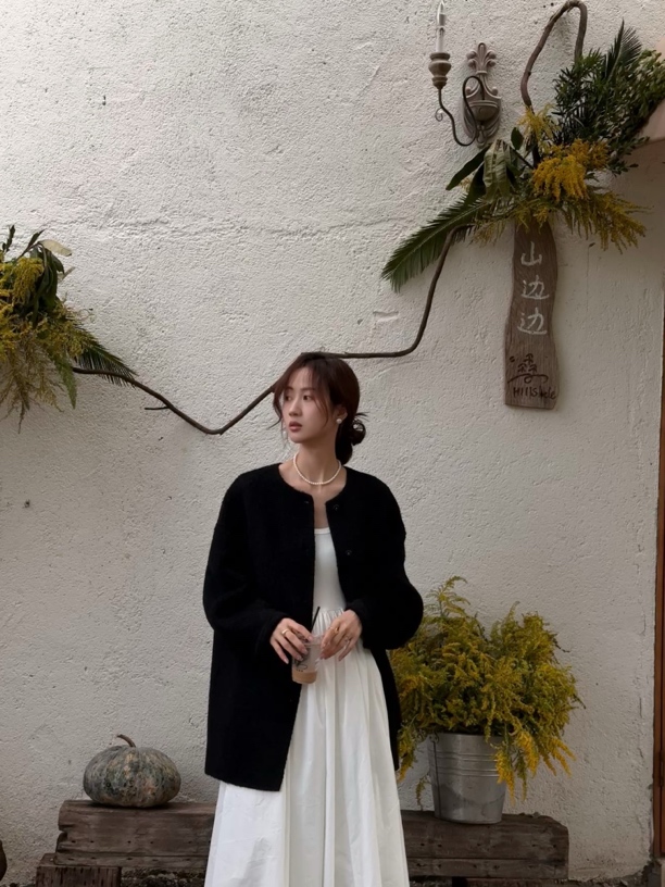 【苏丽羊】长毛大衣中长款高级简约时尚