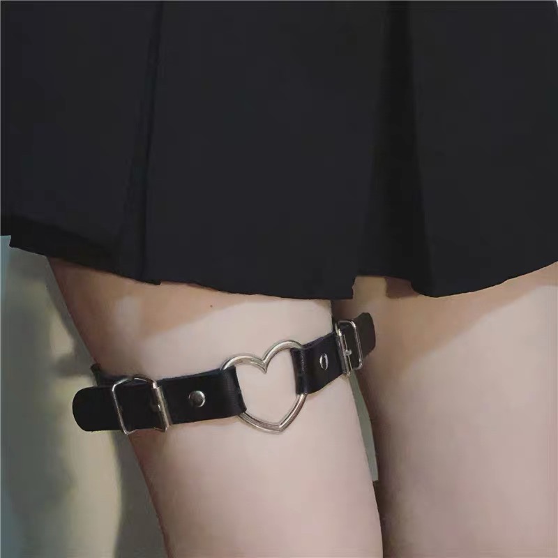 爱心腿环女亚文化y2k大腿链配饰身链朋克项圈颈带choker腿饰