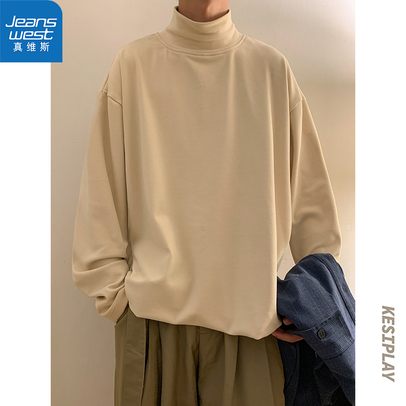 【真维斯】德绒高领长袖t恤男冬季打底衫日系纯色内搭体恤上衣男士