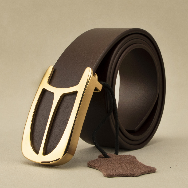 男士针扣皮带头层牛皮不锈钢扣头真牛皮皮带潮流轻奢商务真皮A006