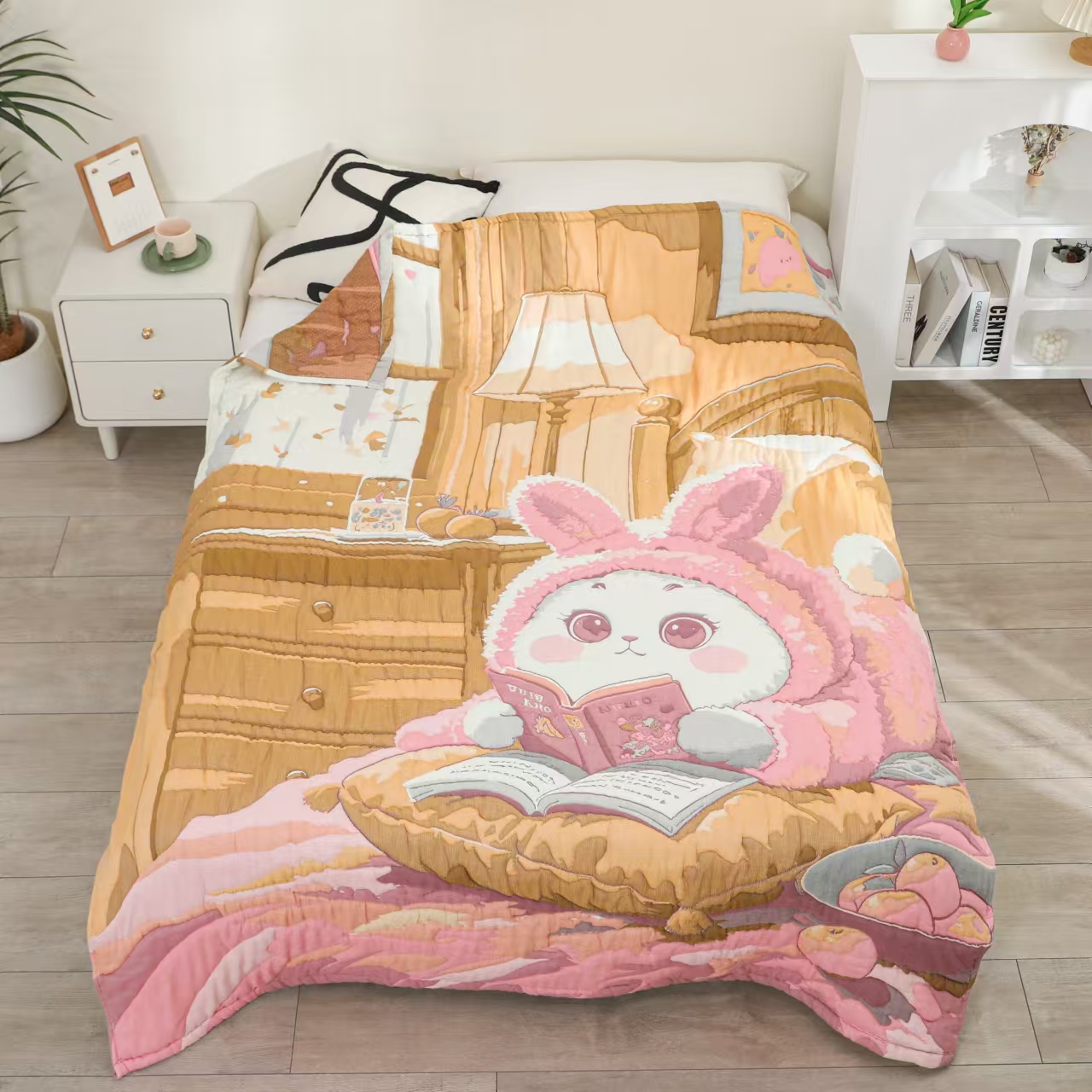 【胖兔】150*200cm A类全棉纱布牛奶泡芙被