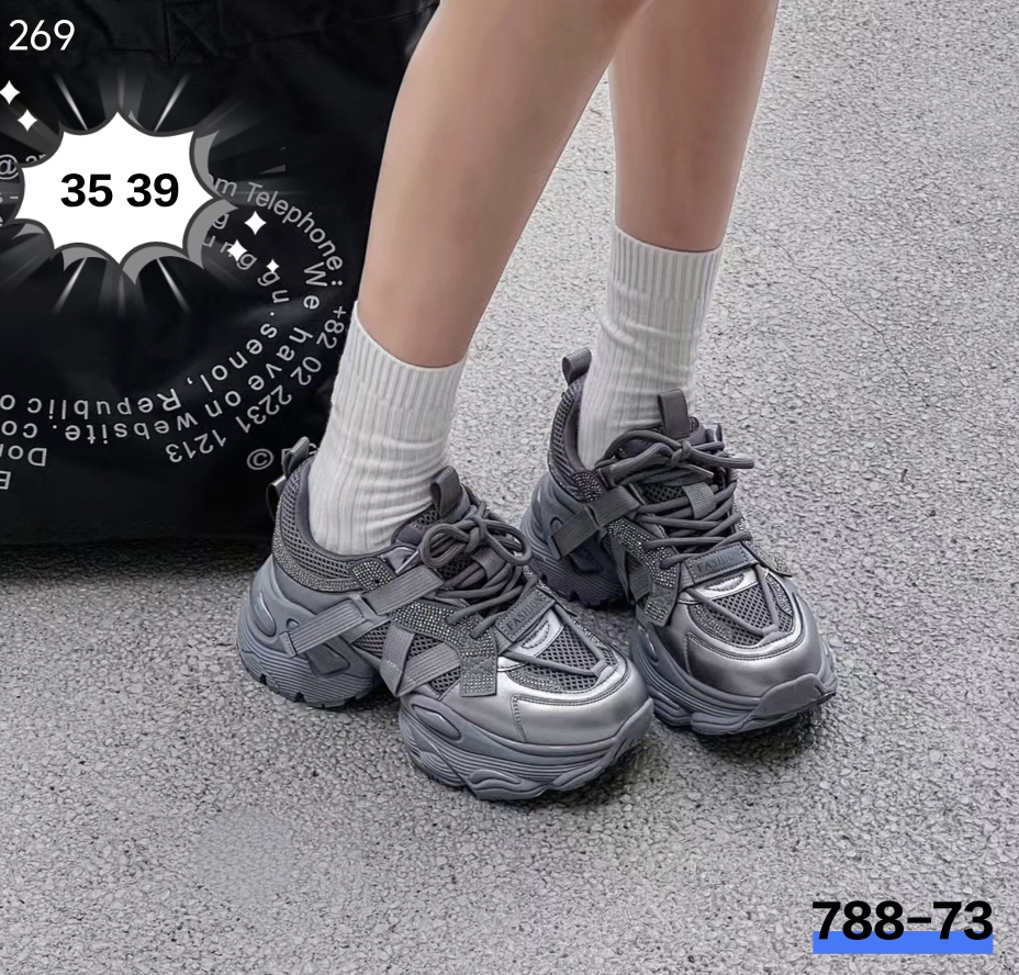 799-73厚底银色时尚老爹鞋女增高百搭休闲运动鞋