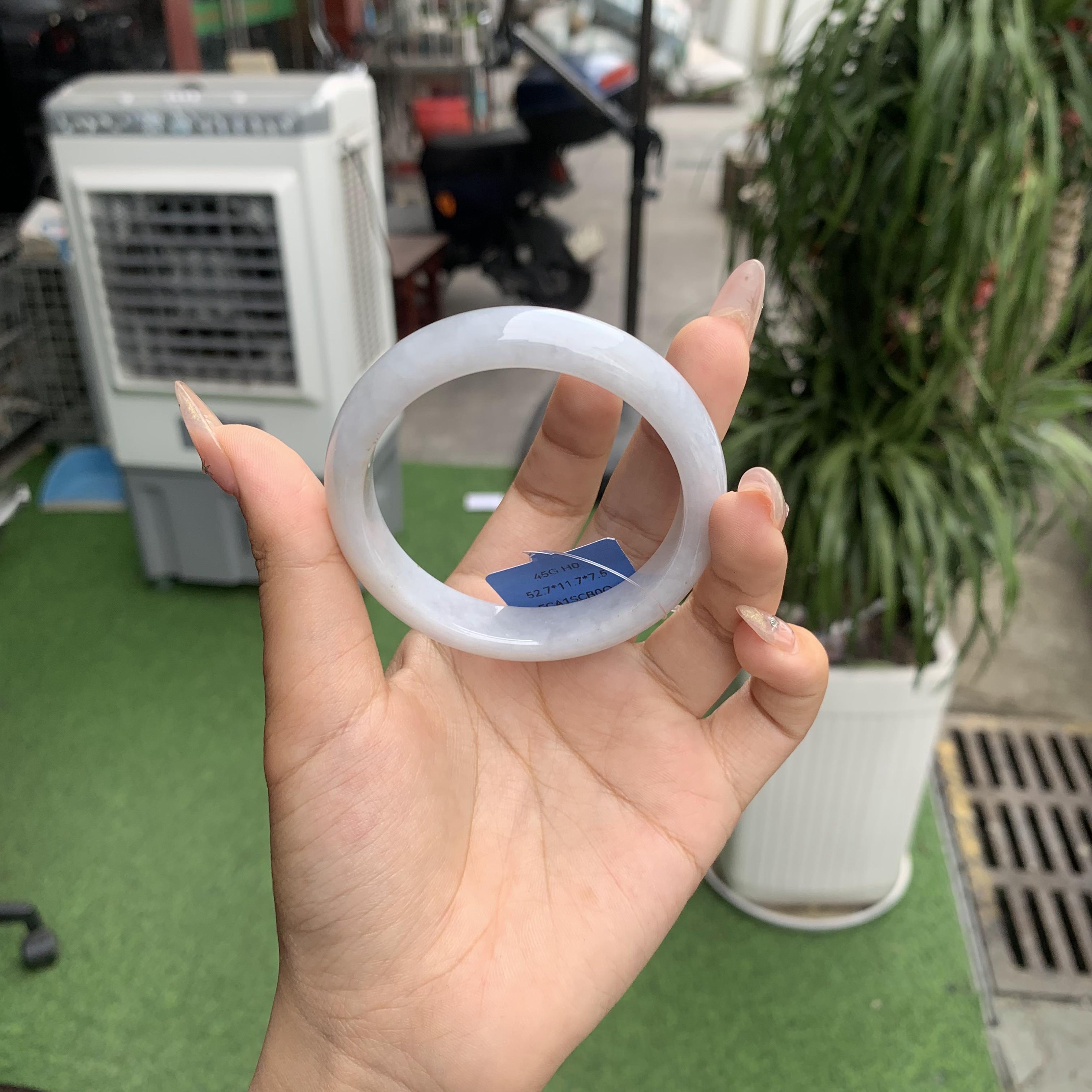 翡乘山翠天然A货缅甸翡翠 52正圈 白月光 2219