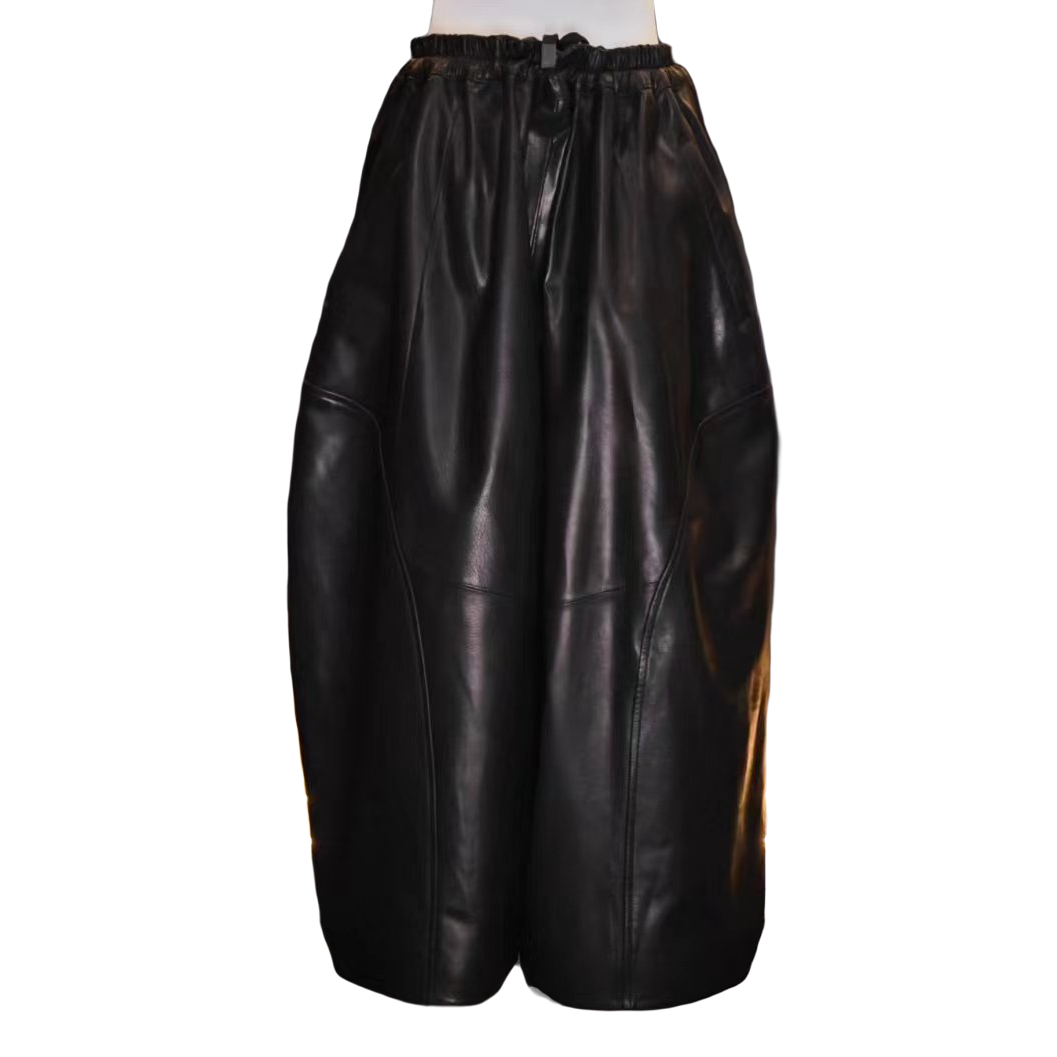 【天泽高定】时尚百搭休闲秋冬宽松皮裤ins