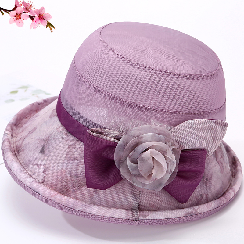 春夏天中老年女士遮阳帽薄款大檐太阳凉帽透气奶奶妈妈渔夫帽百搭