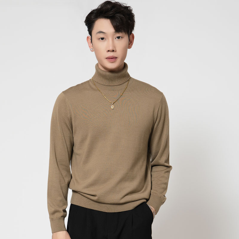 VAN VESTER2025新款男士百搭休闲半高领纯色羊毛衣12-5QD7033-1