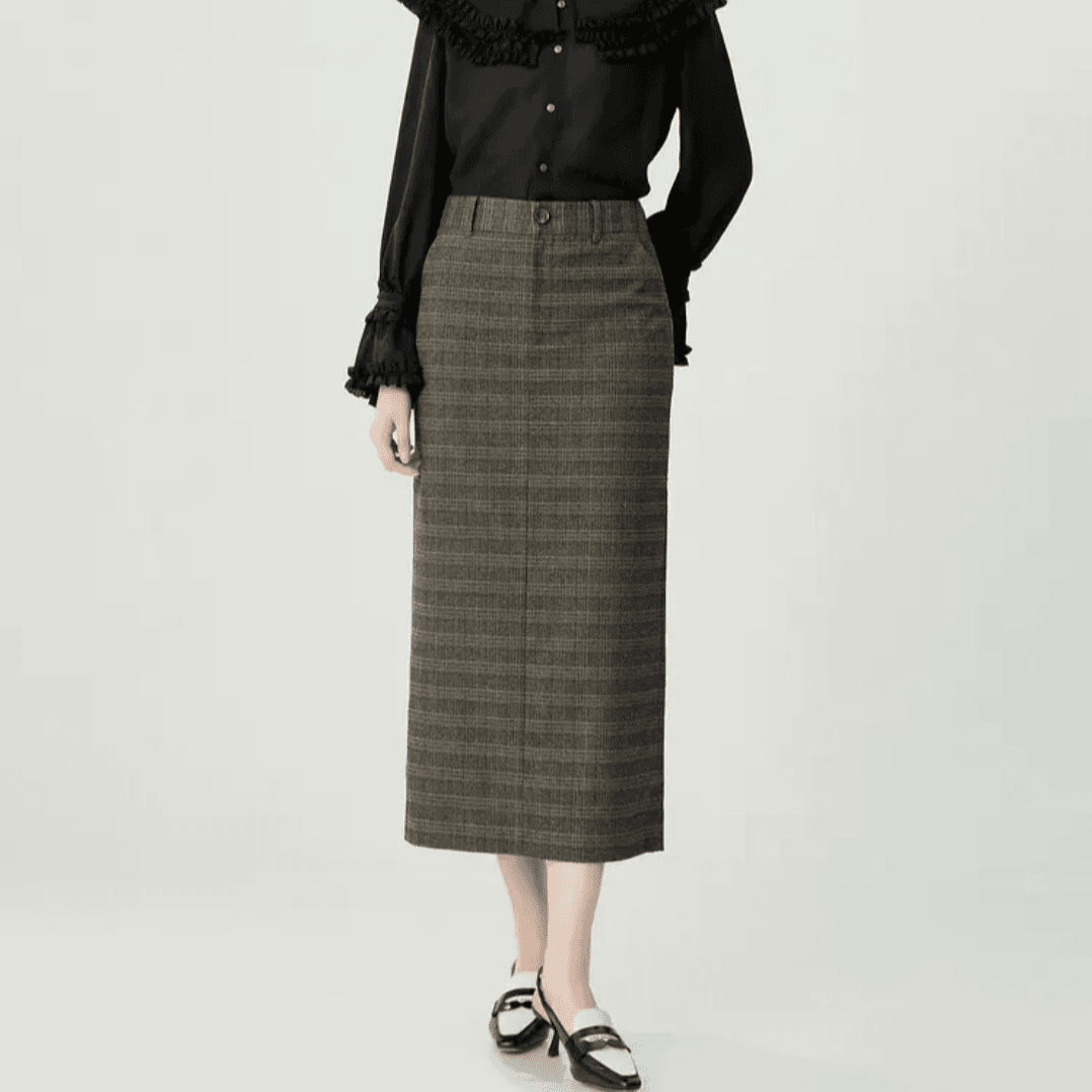 AMASS/阿玛施市集娇人一等老钱风气质优雅开衩直腰长裙5296472