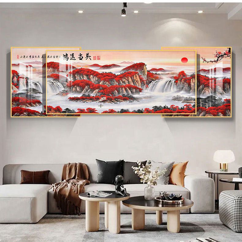 {客厅2+1画中画}鸿运当头.万里长城，升背景晶瓷镶钻装饰画
