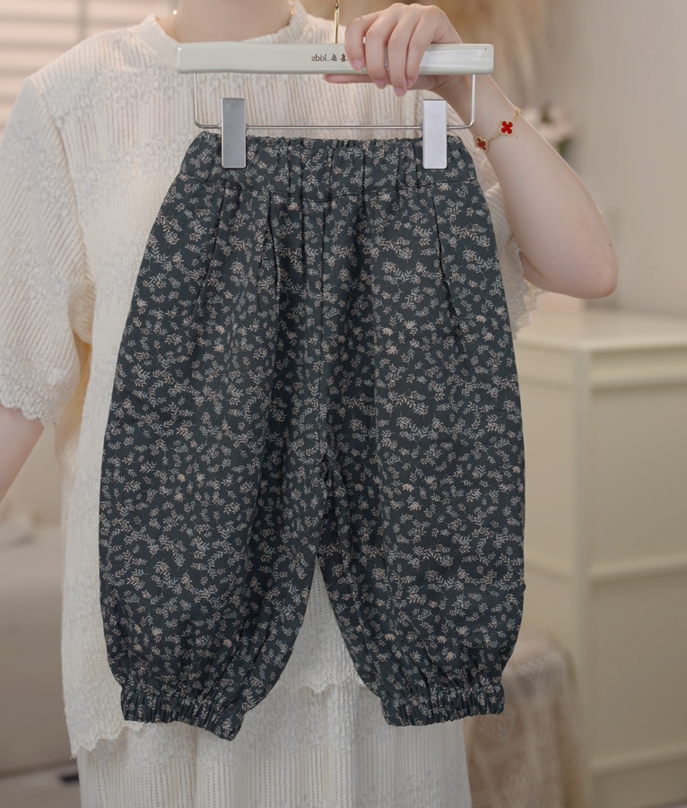【现货】2025秋季新款女童韩版棉质碎花松紧腰宽松百搭休闲裤0729
