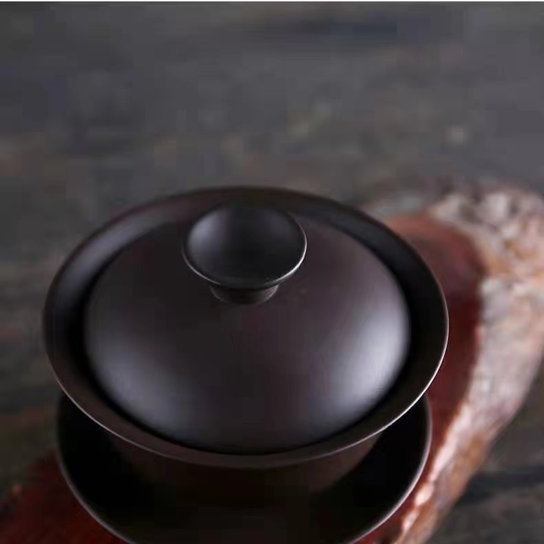 紫砂素面盖碗 G503