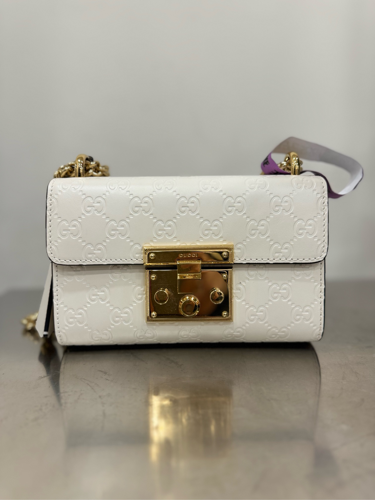 99新  有剪标 Gucci 月光宝合 白色全皮款 成色新的很