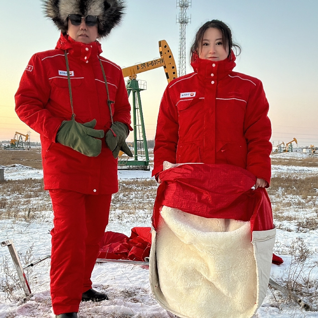 中国石油红色防静电羊皮袄（送棉裤）