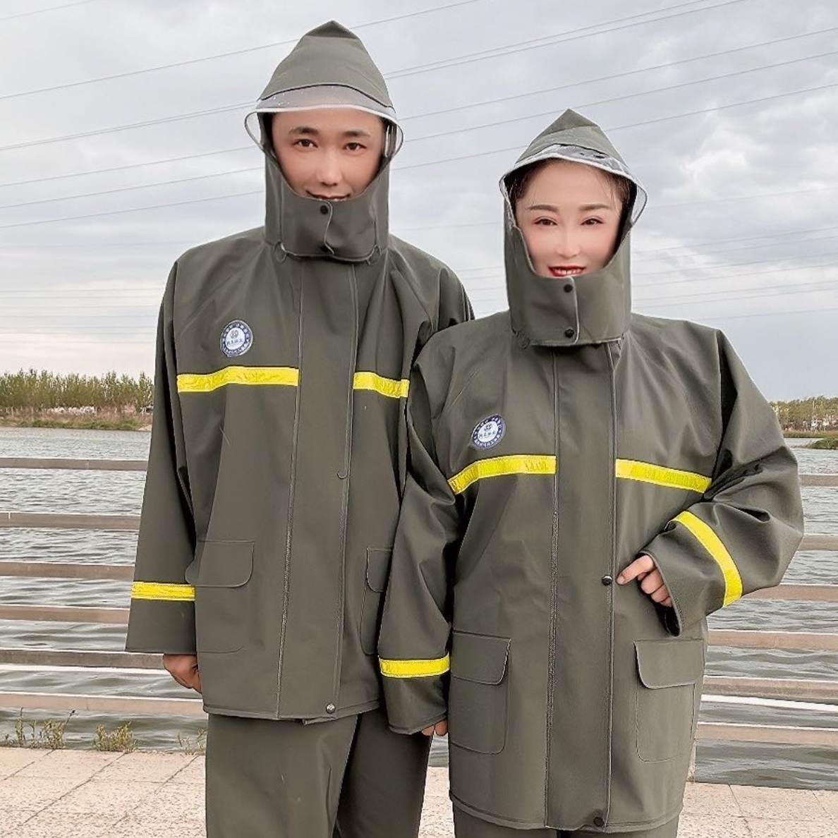 828升级版/骑手/钓鱼/放牧防爆雨/双帽遮/雨衣雨裤套装渔湖正兴興