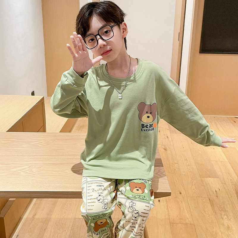  【春季新品】男童纯棉长袖睡衣中大童男孩春秋季宽松家居服秋款