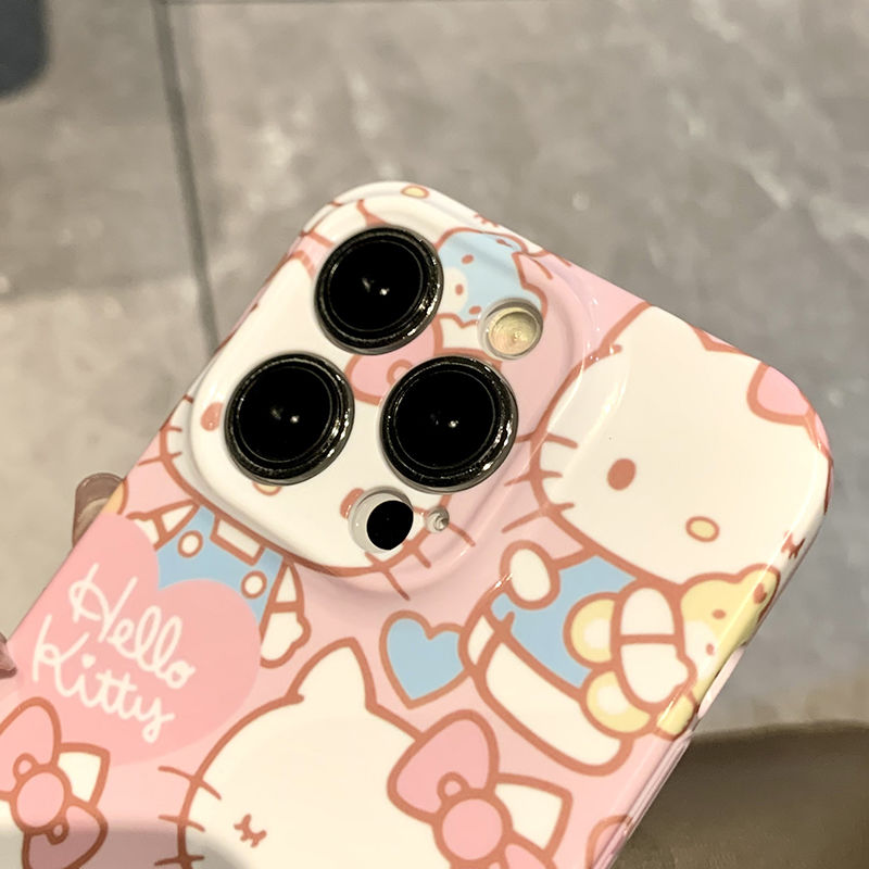苹果14手机壳粉色KT猫iPhone13promax菲林12全包镜头11新款卡通xr