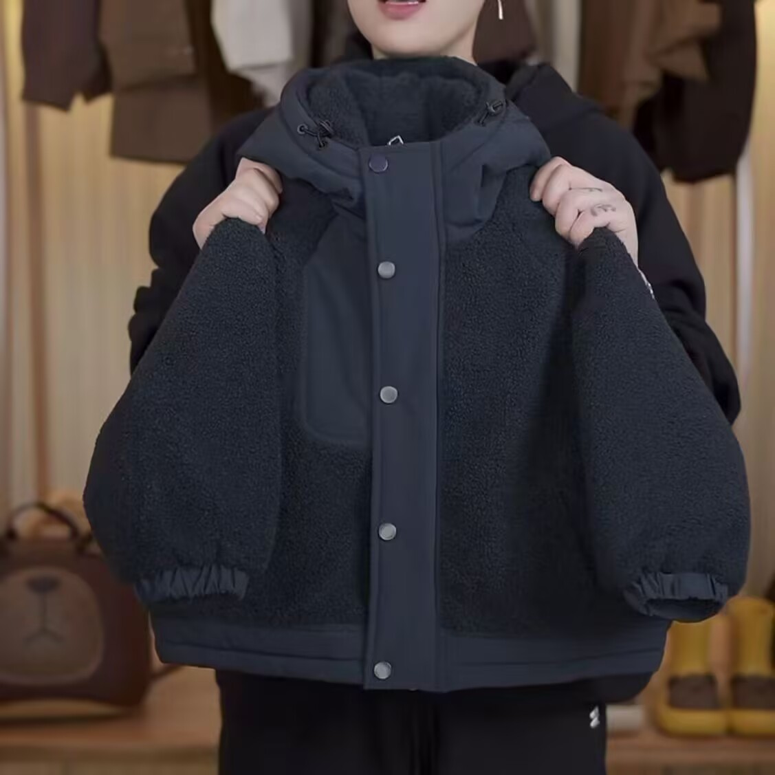 【夹棉加厚外套】男童冬款2025新款加棉加厚棉衣女童洋气连帽外套