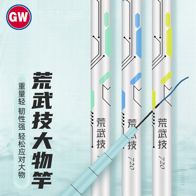 光威荒武技大物手竿轻量版巨物鱼竿碳素28调19调台钓综合竿4.5/5H