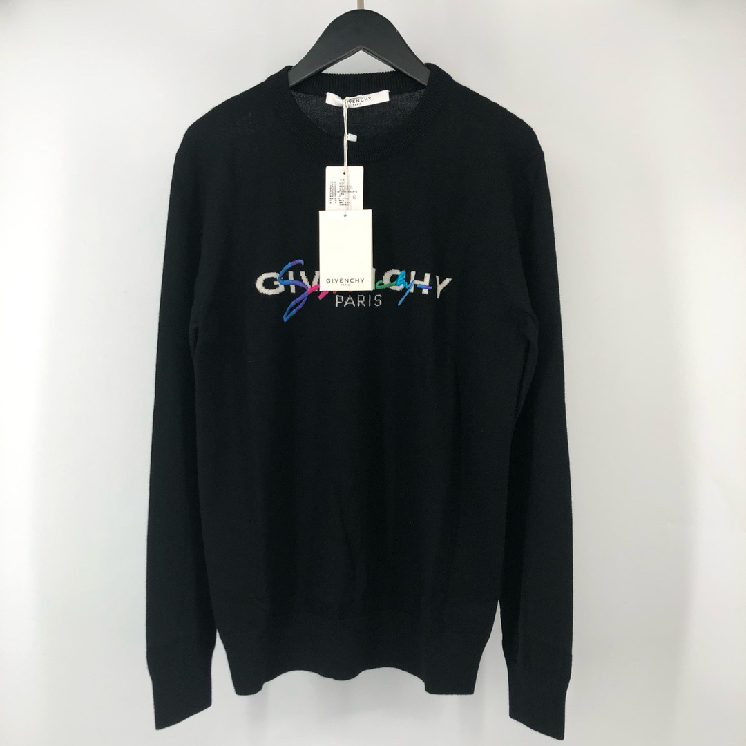 全新未使用 Givenchy/纪梵希 彩色刺绣字母针织衫-叶子108