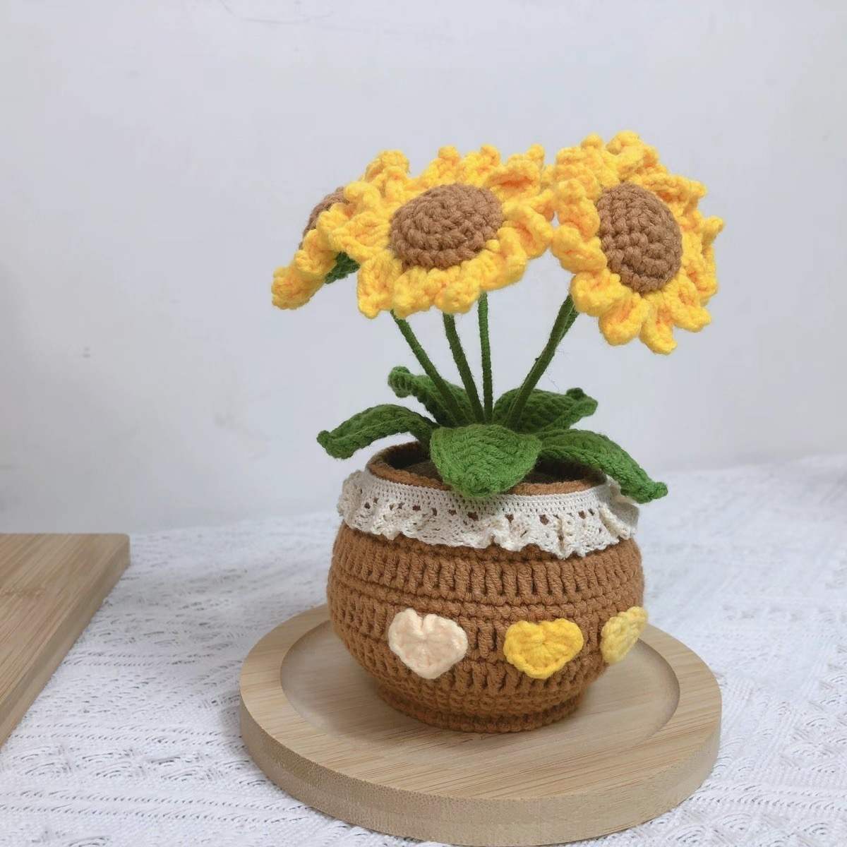 手工钩织DIY向日葵郁金香铃兰草莓创意教师节礼物颜色可选针织