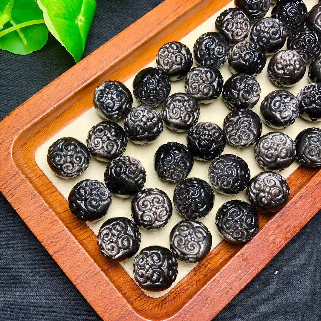 天然银曜石颗颗都闪光满3颗发货满6颗送盒满10颗送一颗手工制作